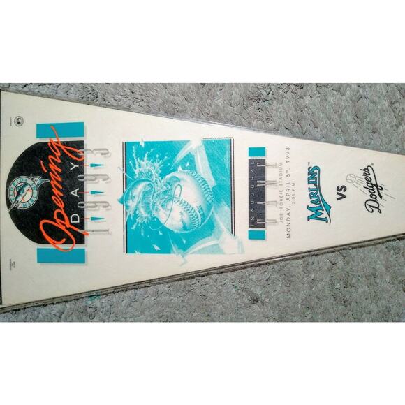 LOT of 2 1993 Florida Marlins Vs Dodgers Opening Day Inaugural Game Pennant - Picture 5 of 5